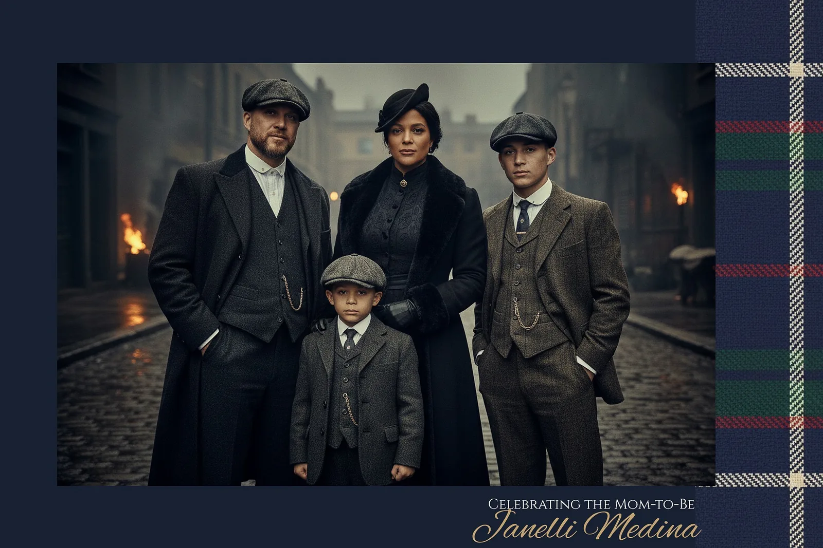 Janelli, Chris, and their two boys transformed into a cinematic vintage family portrait