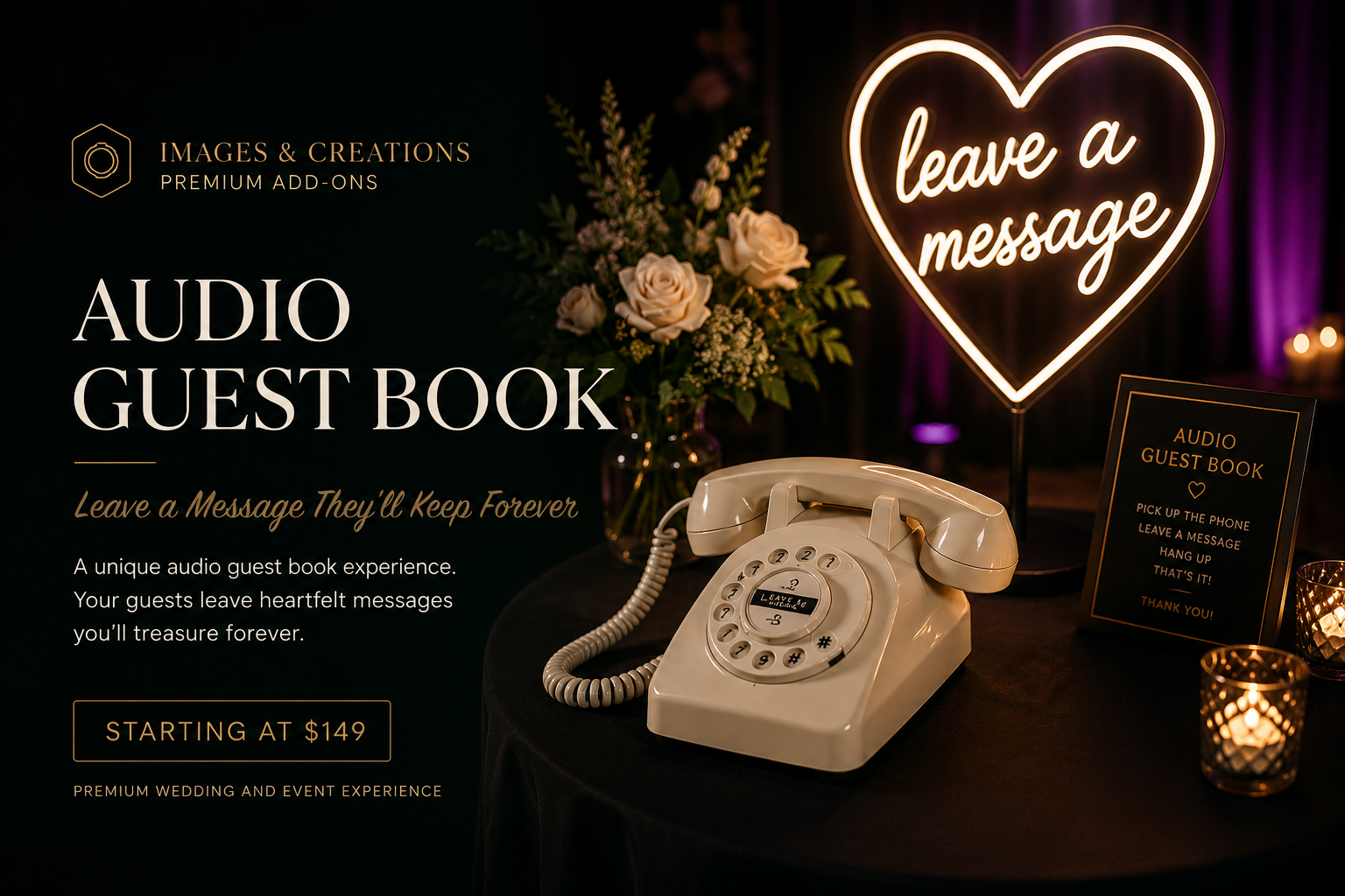 Audio Guest Book add-on by Images & Creations — leave a message they'll keep forever, starting at $149